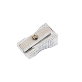 Aluminum alloy double hole inclined surface pencil sharpener, art sketch transfer knife, student manual multifunctional silver pencil sharpener