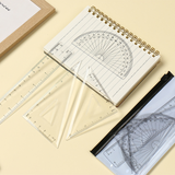 High definition transparent plastic right angle triangle ruler with clear scale and customizable logo. Student stationery, teaching aids